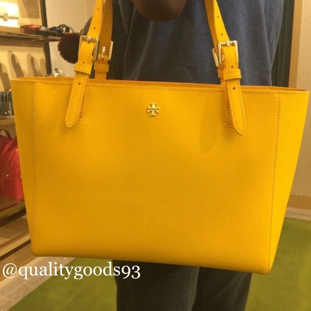 Tory Burch Emerson Small Buckle Tote-Yellow